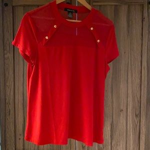 Gorgeous Blood Red Top with See Through Accents